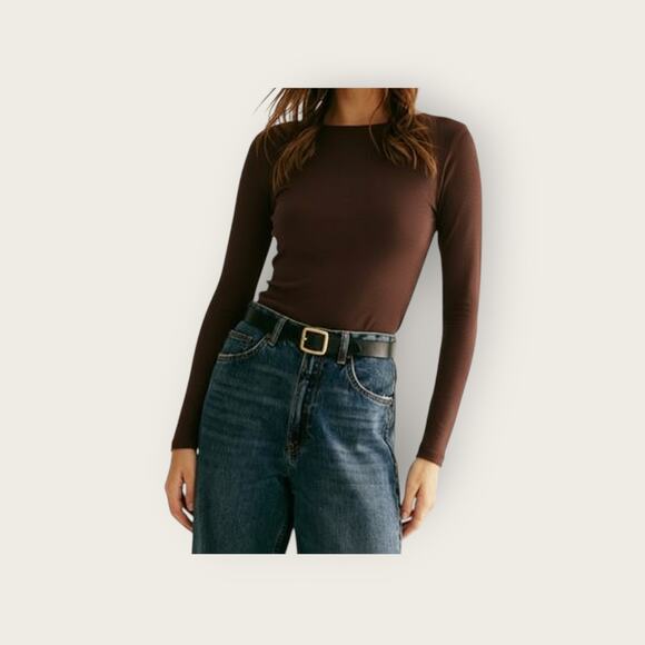 Commense Backless Long Sleeve Ribbed Top with Contrast Bow – S (US 4) - Picture 3 of 5